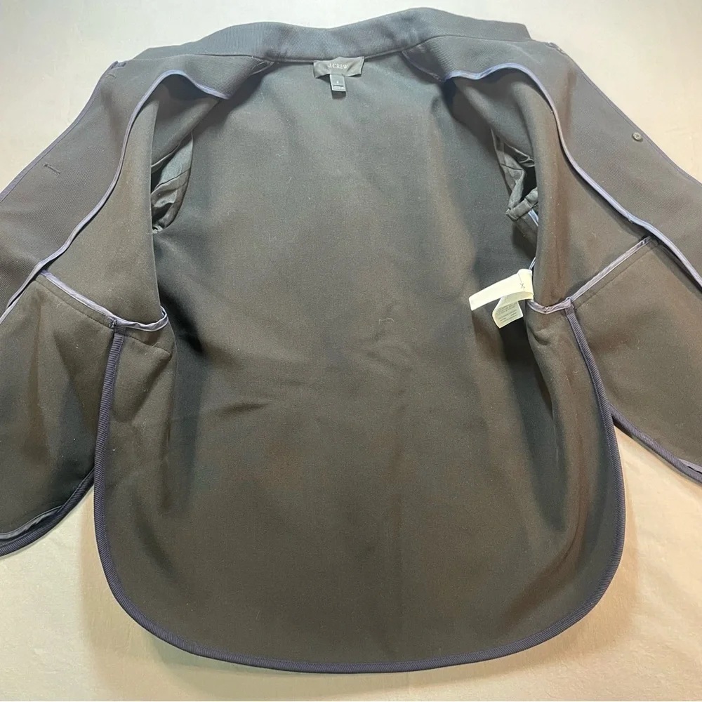 J Crew Tipped Twill Blazer Jacket w/ Mandarin Collar; Black/Navy - Womens Size 4